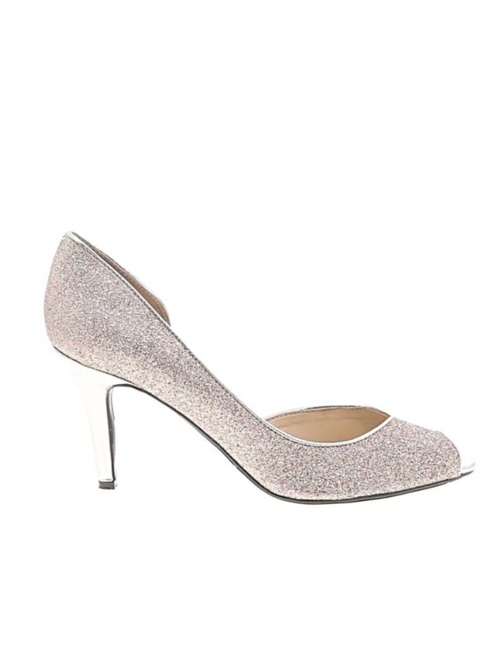 Women's Glitter Peep-Toe Heels in Rose Gold